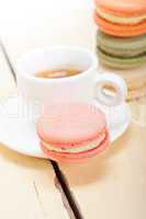 colorful macaroons with espresso coffee