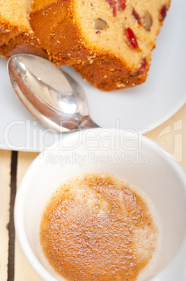 plum cake and espresso coffee