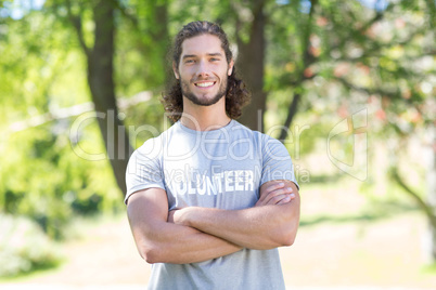 Happy volunteer in the park