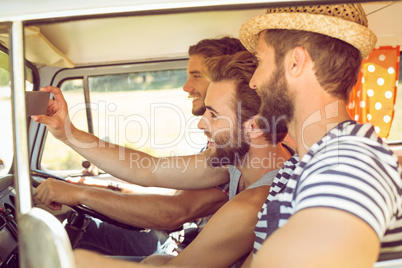 Hipster friends on road trip