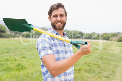 Happy man with his shovel