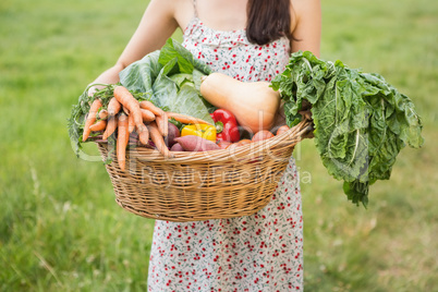 Pretty woman with basket of veg