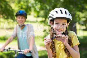 Mother and daughter on their bike