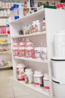 Close up of shelves of drugs