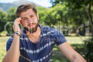 Handsome hipster getting a headache