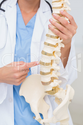 Female doctor with anatomical spine