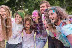 Friends having fun with powder paint