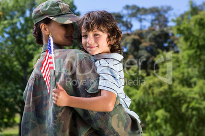 Soldier reunited with her son