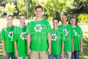 Happy environmental activists in the park