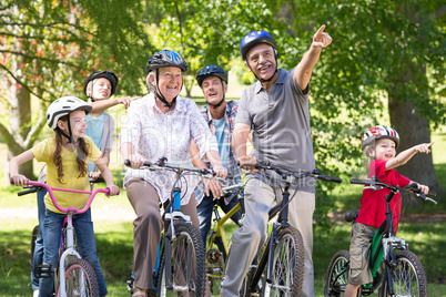 Happy family on their bike at the park