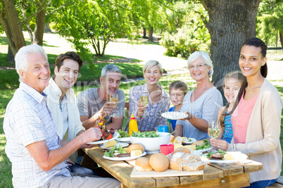 Happy family having picnic in the park