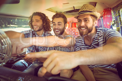 Hipster friends on road trip