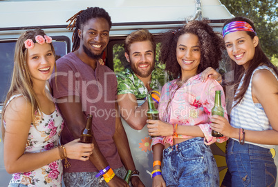 Happy hipsters smiling at camera