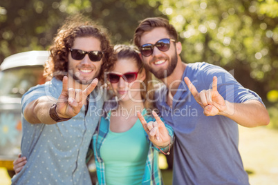 Hipster friends smiling at camera