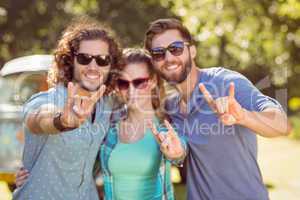 Hipster friends smiling at camera