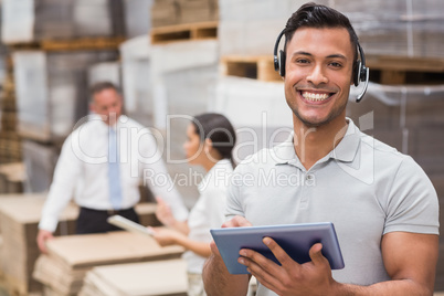 Female manager using digital tablet