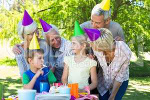 Happy family celebrating a birthday