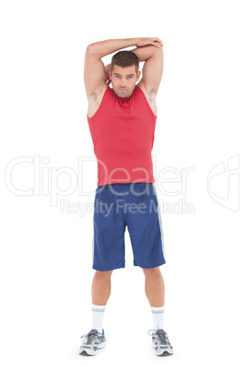 Fit man stretching his arms