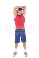 Fit man stretching his arms