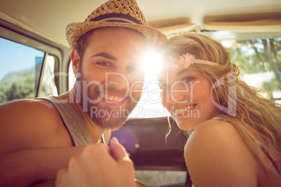 Hipster couple on road trip