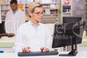 Concentrate pharmacist using computer