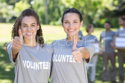 Happy volunteers in the park