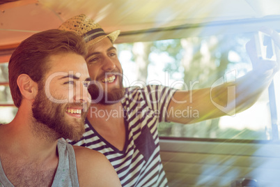 Hipster friends on road trip