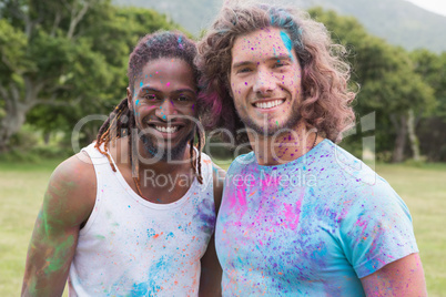 Friends having fun with powder paint