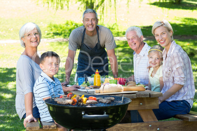 Happy family having picnic in the park