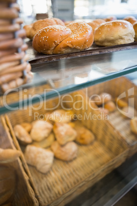 Counter with delicious breads freshly baked