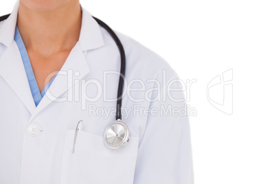 Doctor wearing lab coat with stethoscope