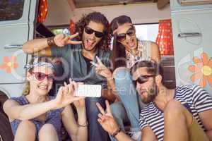 Hipster friends taking a selfie