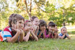 Little children smiling in a row