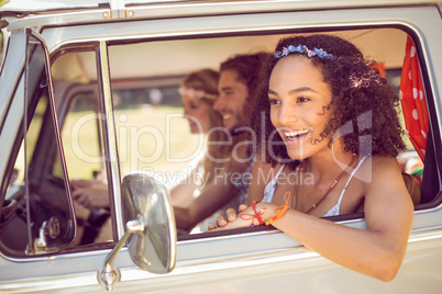 Hipster friends on road trip