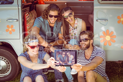 Hipster friends taking a selfie