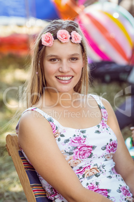 Blonde hipster smiling at camera