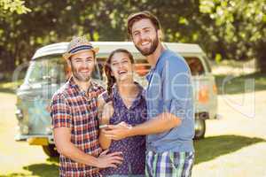 Hipster friends smiling at camera