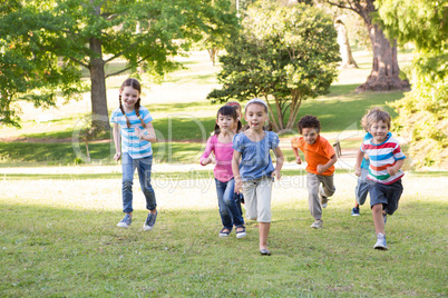 Children racing in the park