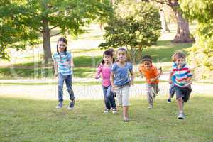 Children racing in the park