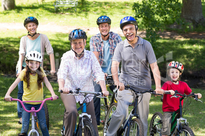 Happy family on their bike at the park