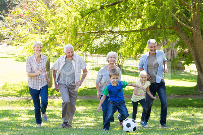 Happy family playing at the ball