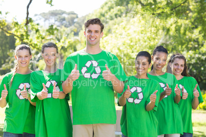 Happy environmental activists in the park