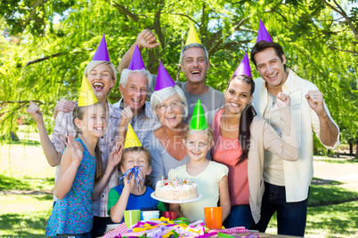 Happy family celebrating a birthday