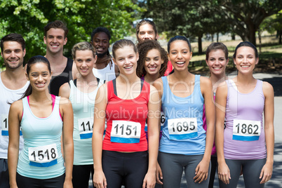 Fit people at race in park