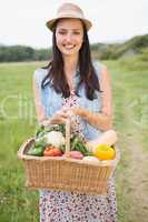 Pretty woman with basket of veg