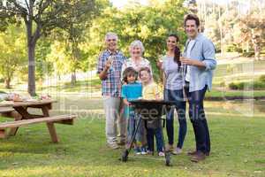 Extended family having a barbecue