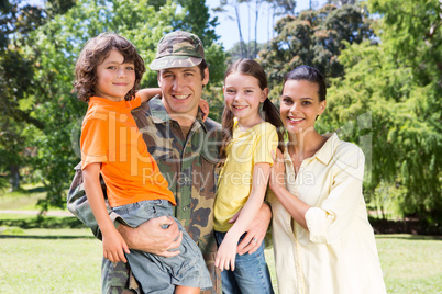 Handsome soldier reunited with family