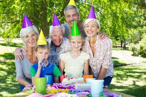 Happy family celebrating a birthday