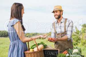 Farmer selling his organic produce