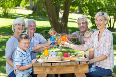 Happy family having picnic in the park